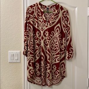 Burgundy 3/4 sleeve tunic